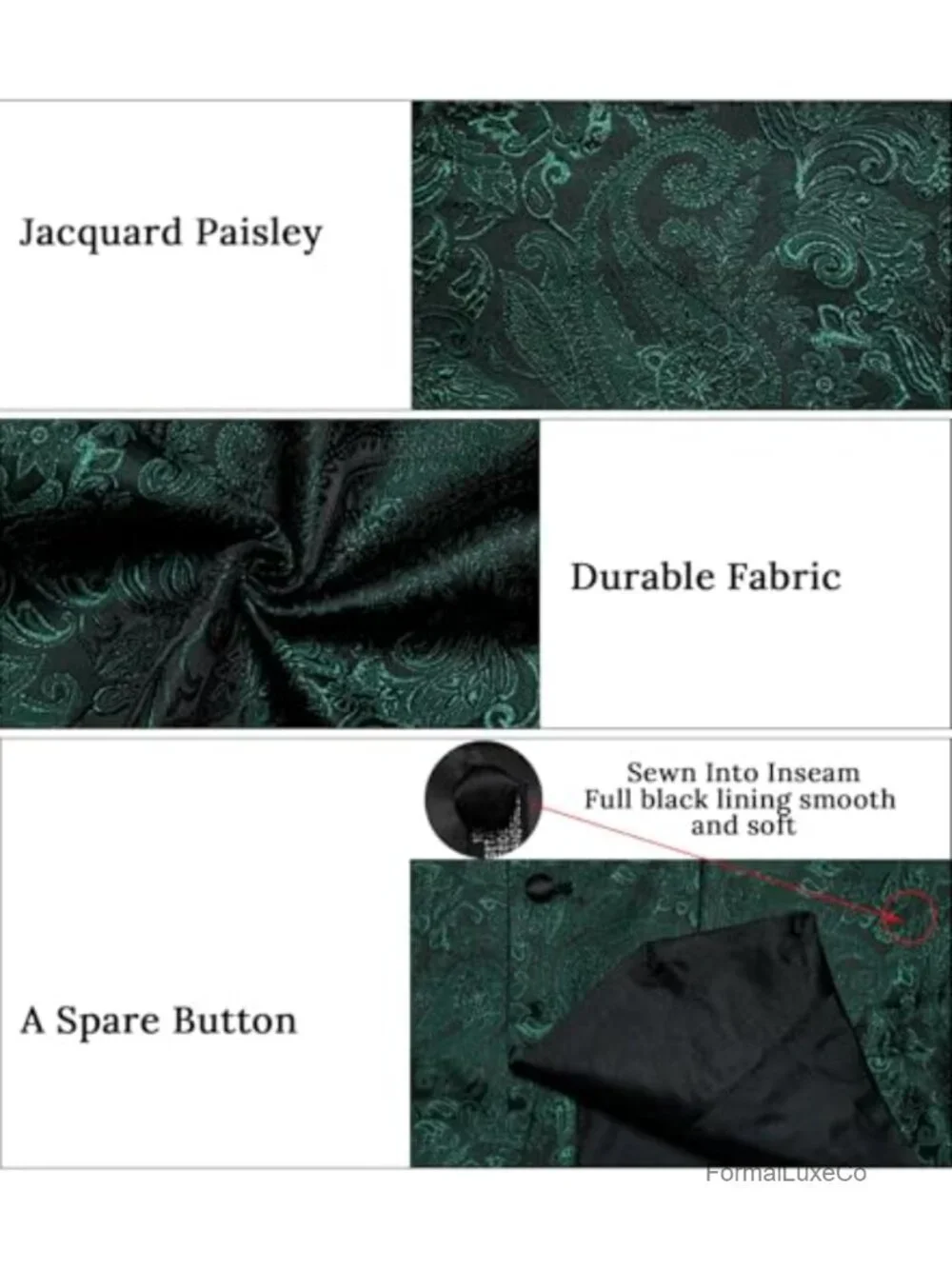 Silk Jacquard Paisley Suit Vest Set for Men Formal Shawl Collar Waistcoat with